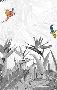 Papier peint noir et blanc oiseau du paradis