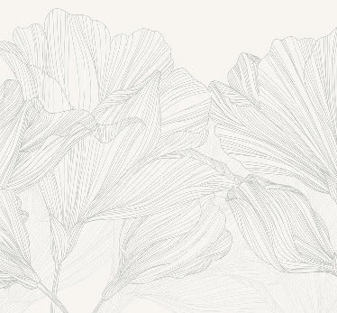 Papier peint panoramique gris et blanc valse des fleurs