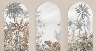 Papier peint arches tropicales sépia