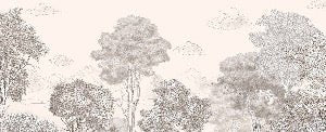 Papier peint panoramique Forêts et Monts Crayonnés Beige