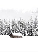 Papier peint panoramique chalet en montagne