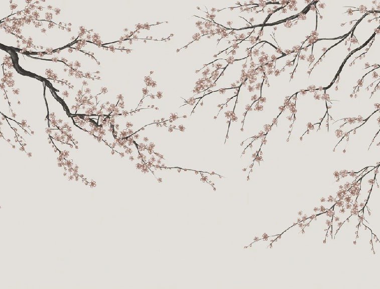 Papier peint panoramique Sakura beige, XXL, tendance