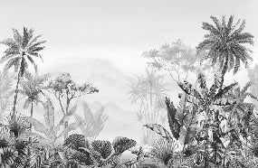 Papier peint tendance tropical noir et blanc
