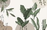 Papier peint panoramique végétal graphique taupe