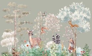 Papier peint chambre enfant nature magique sauge