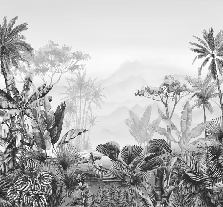 Papier peint tendance tropical noir et blanc