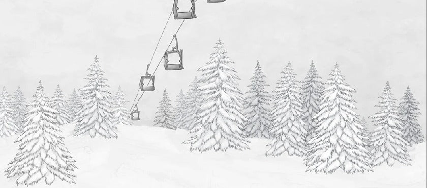 Papier peint montagne télécabine noir & blanc