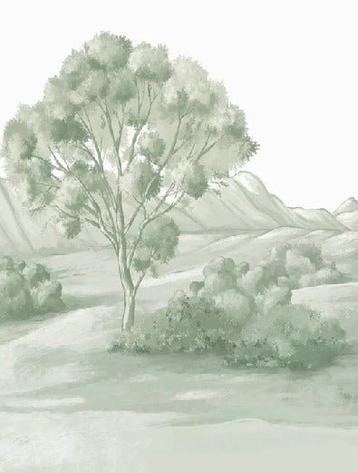 Papier peint paysage poétique vert