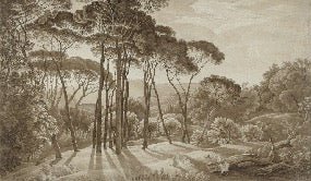 Papier peint hall paysage Italie ambré