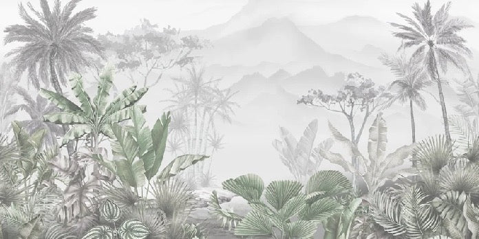 Papier peint tendance tropical vert