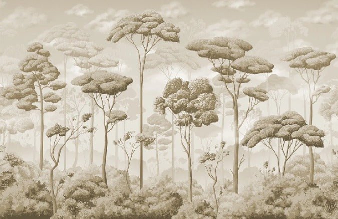 Papier peint panoramique pinède volupté sépia, XXL, tendance