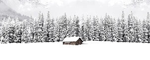 Papier peint panoramique chalet en montagne