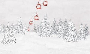 Papier peint montagne télécabine rouge