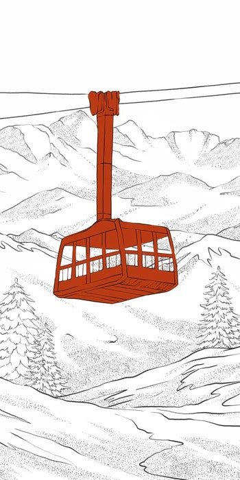 Papier peint La Plagne télécabine rouge