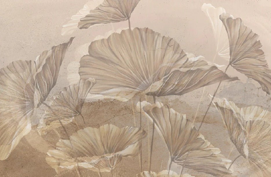Papier peint panoramique lotus sepia, XXL, tendance