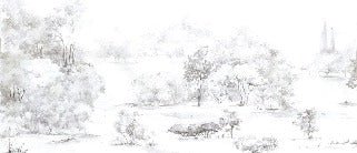 Papier peint forêt de pin aquarelle