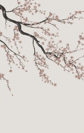 Papier peint panoramique Sakura beige, XXL, tendance