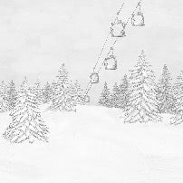 Papier peint montagnes télécabine bleu