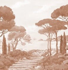 Papier peint balade dans les calanques terracotta, XXL, tendance