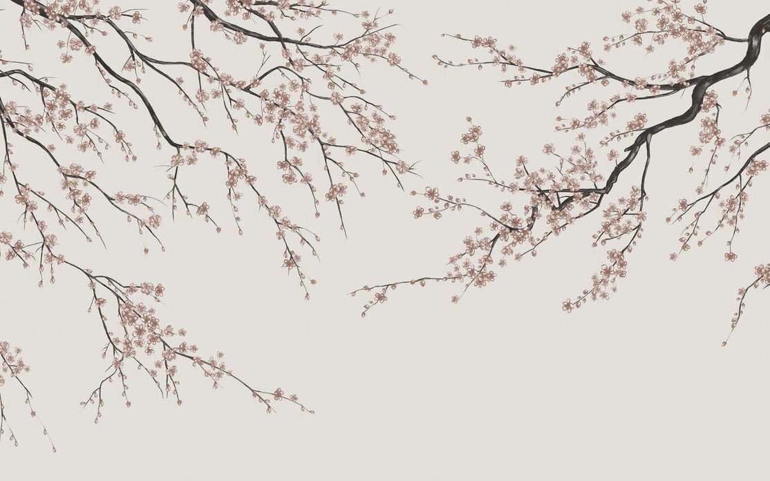 Papier peint panoramique Sakura beige, XXL, tendance