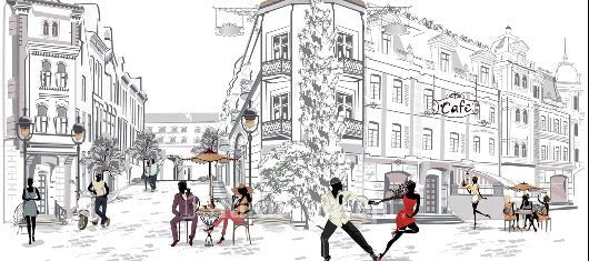 Papier peint panoramique balade parisienne