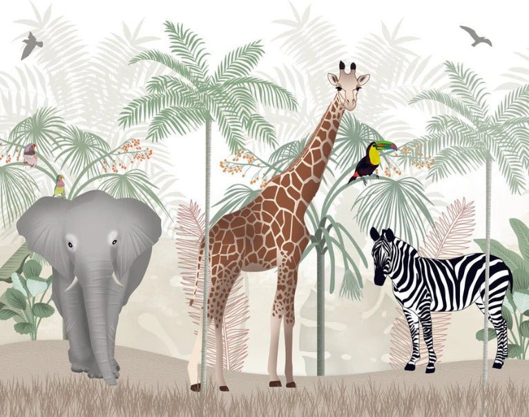 Papier peint enfant animaux de la savane, XXL, tendance