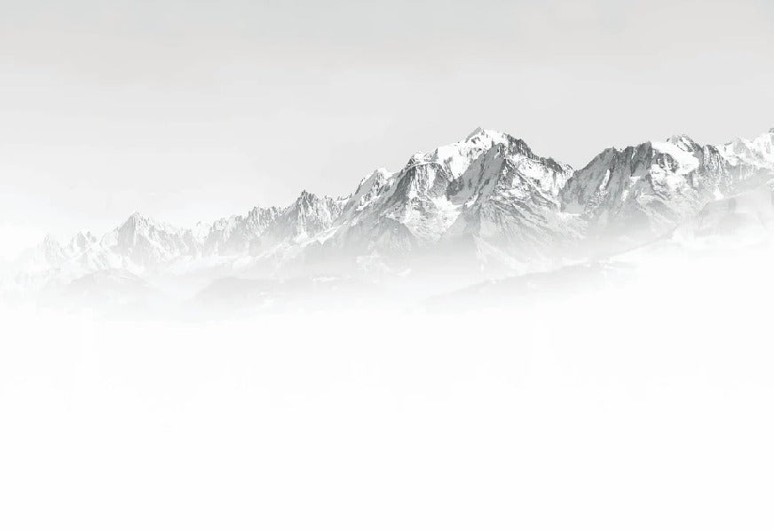 Papier peint Mont Blanc dans la brume noir et blanc