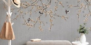 Papier peint branches fleuries