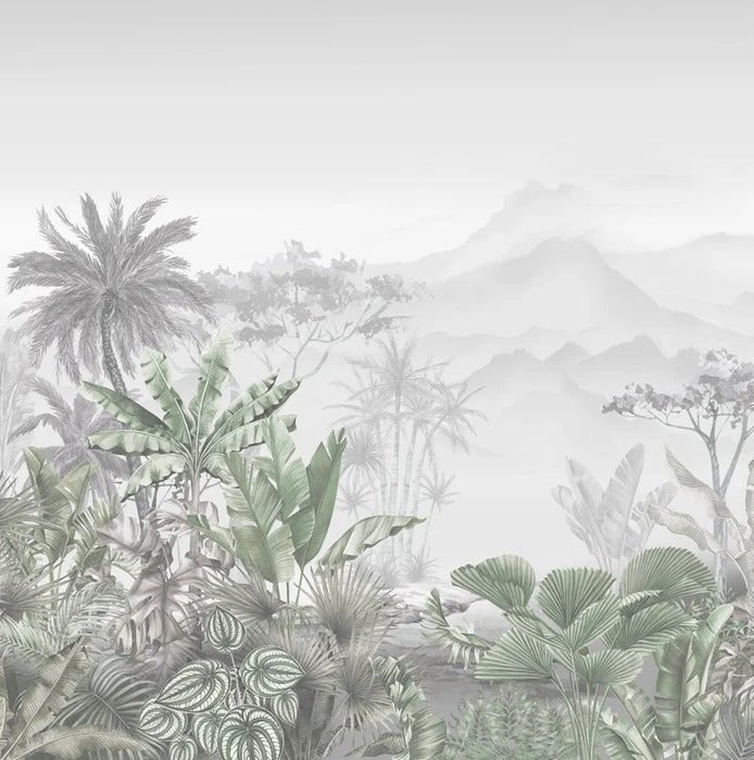 Papier peint tendance tropical vert