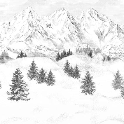 Papier peint montagne sommets de Chamonix, mural concept, tendance