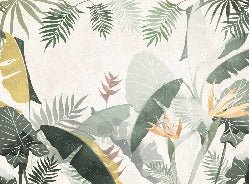 Papier peint sur mesure végétal vert jaune