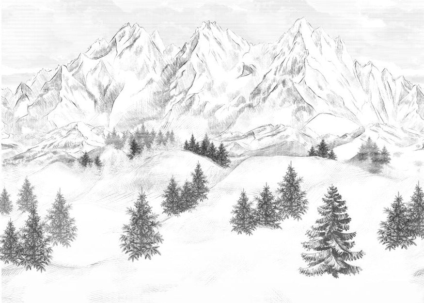 Papier peint montagne sommets de Chamonix, XXL, tendance