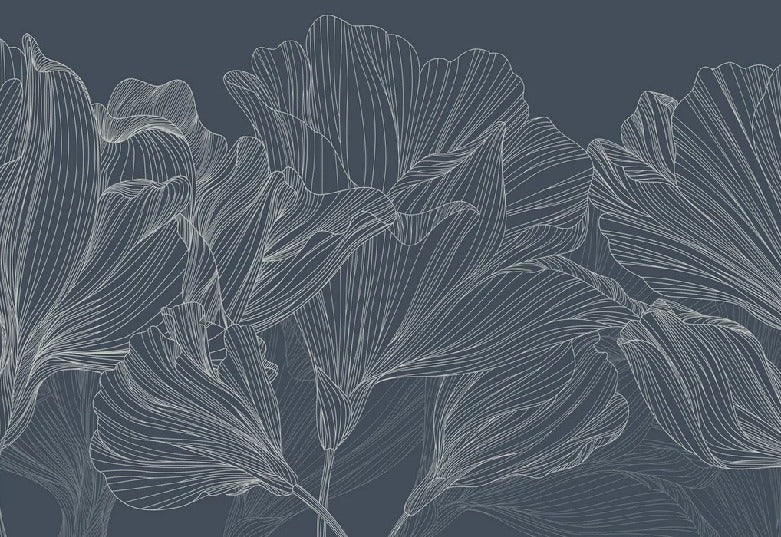 Papier peint panoramique valse des fleurs bleu