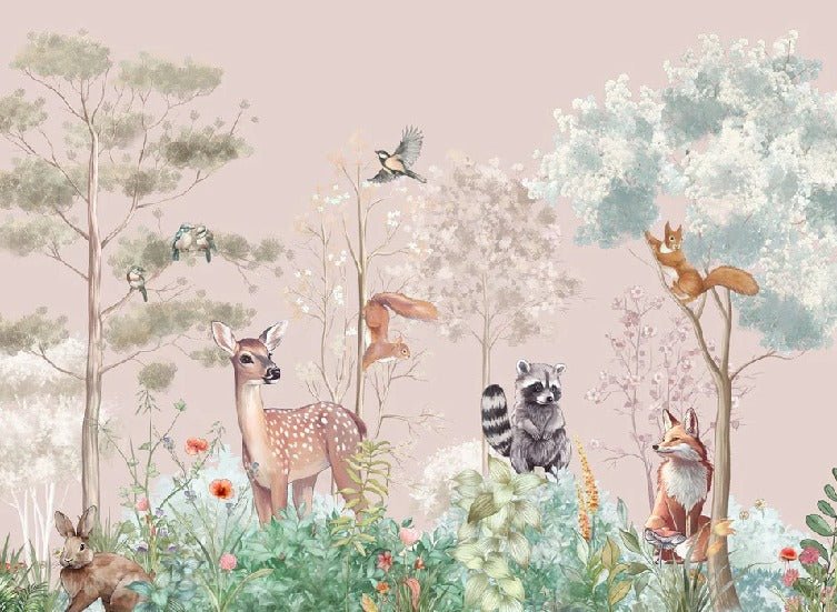 Papier peint chambre enfant nature magique rose