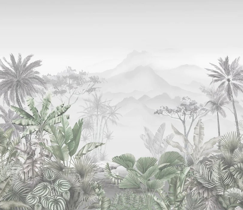 Papier peint tendance tropical vert