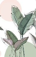 Papier peint panoramique végétal graphique vert, XXL, tendance