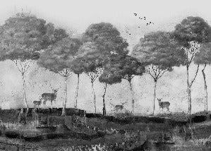 Papier peint panoramique Pins & Cerfs Mystiques