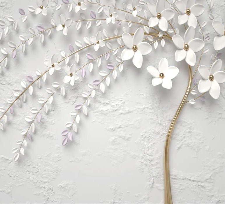 Papier peint panoramique trompe l'oeil arbre fleuri 3D, XXL, tendance