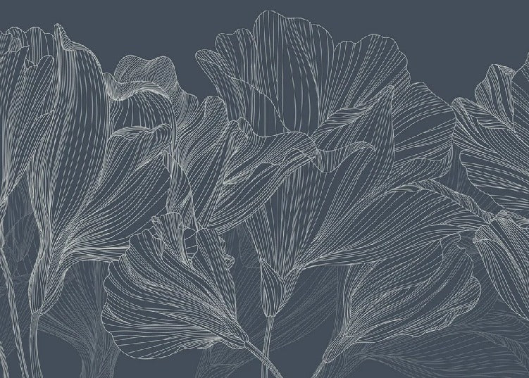 Papier peint panoramique valse des fleurs bleu