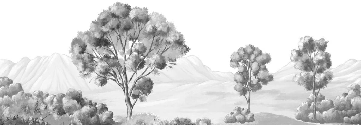 Papier peint paysage poétique noir et blanc, XXL, tendance