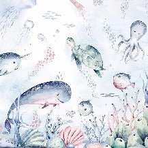 Papier peint baleines océan féérique
