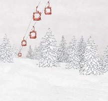 Papier peint montagne télécabine rouge