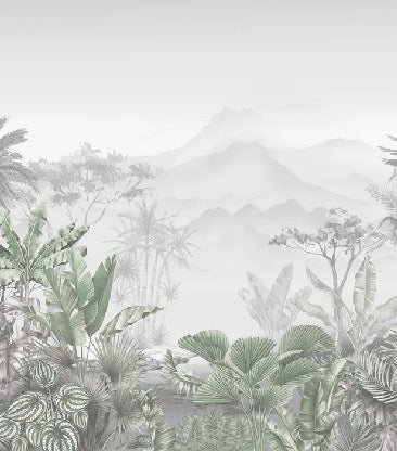 Papier peint tendance tropical vert