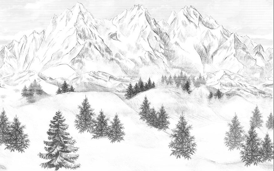 Papier peint montagne sommets de Chamonix, XXL, tendance