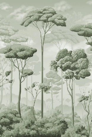 Papier peint panoramique pinède volupté vert