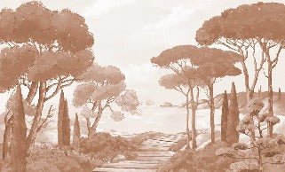 Papier peint balade dans les calanques terracotta