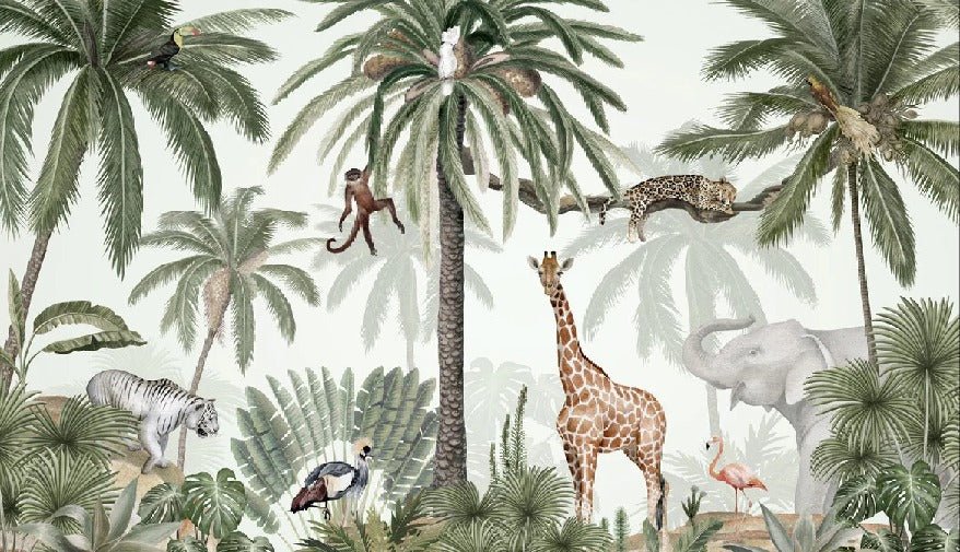 Papier peint enfant jungle paisible, mural concept, tendance
