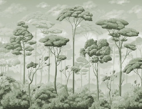 Papier peint panoramique pinède volupté vert