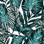 Papier peint wc intissé Feuille couleur Bleu Paon, XXL, tendance