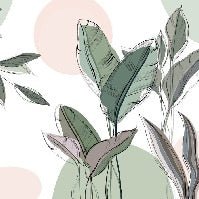 Papier peint panoramique végétal graphique vert, XXL, tendance